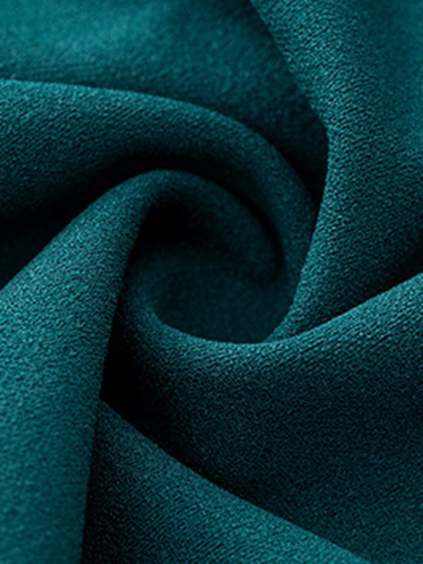 Pleated Solid Color Split-Joint Puff Sleeves Skinny V-Neck Midi Dresses