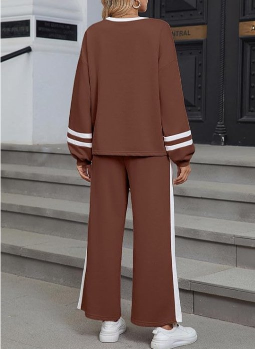 Cotton Casual Color Block Regular Fit Two-Piece Set