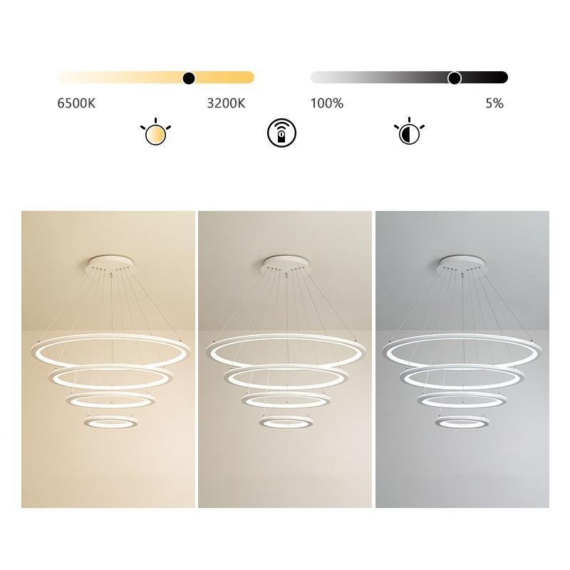 4 Rings Chandelier Light LED Mid-century Chandeliers with Remote