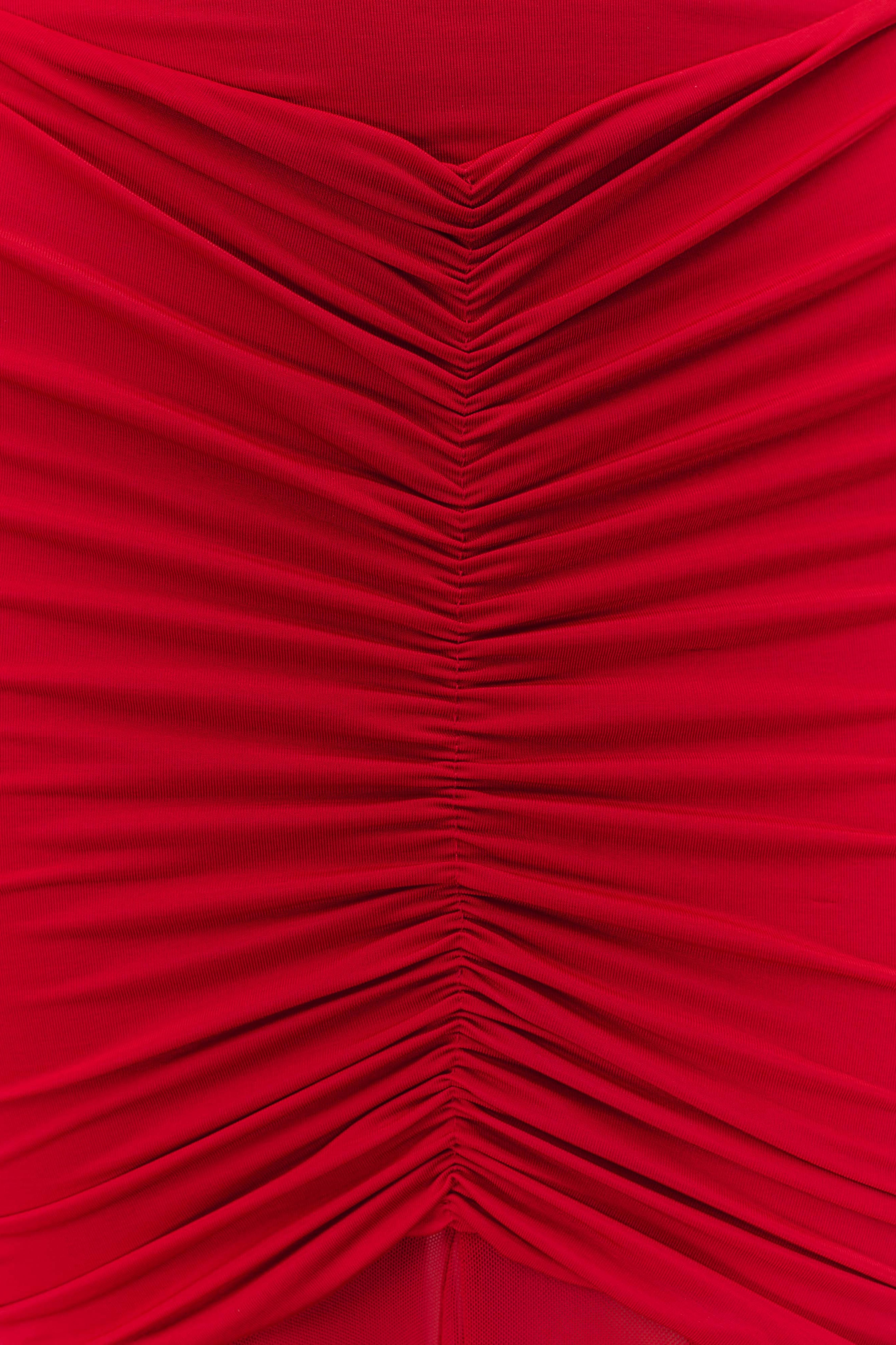 Ruby Slinky And Mesh Off Shoulder Maxi Dress