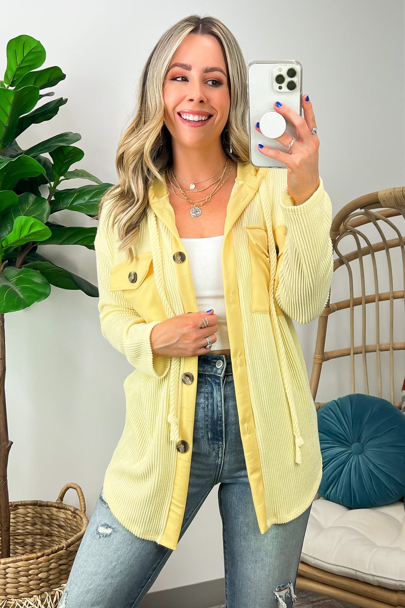 Saturday Satisfaction Ribbed Hooded Shacket