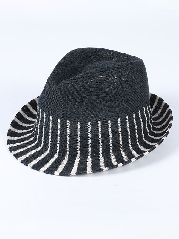 Short Brim Striped Woven Sun-Protection Hats&Caps Fisherman Hat