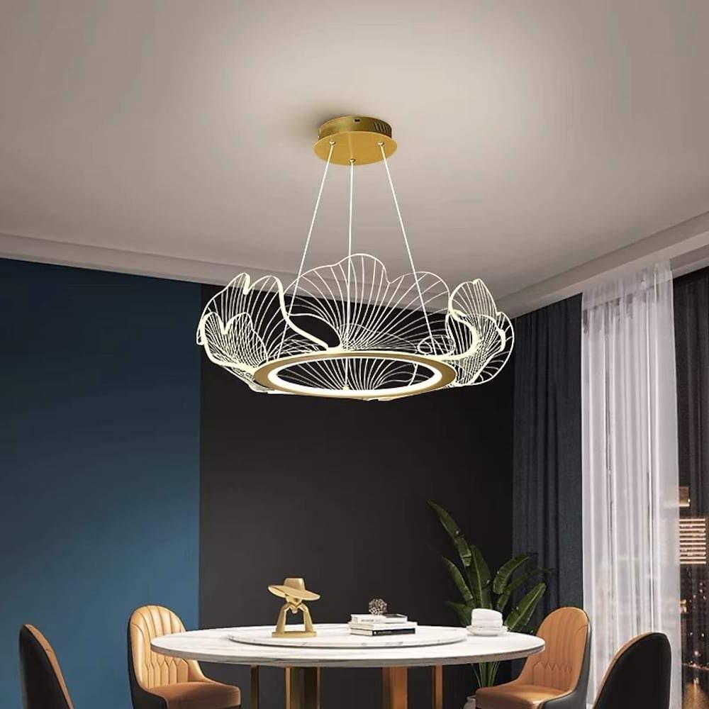 Decorous Leaf Shaped Design Office Chandelier Metal Acrylic Ceiling Light