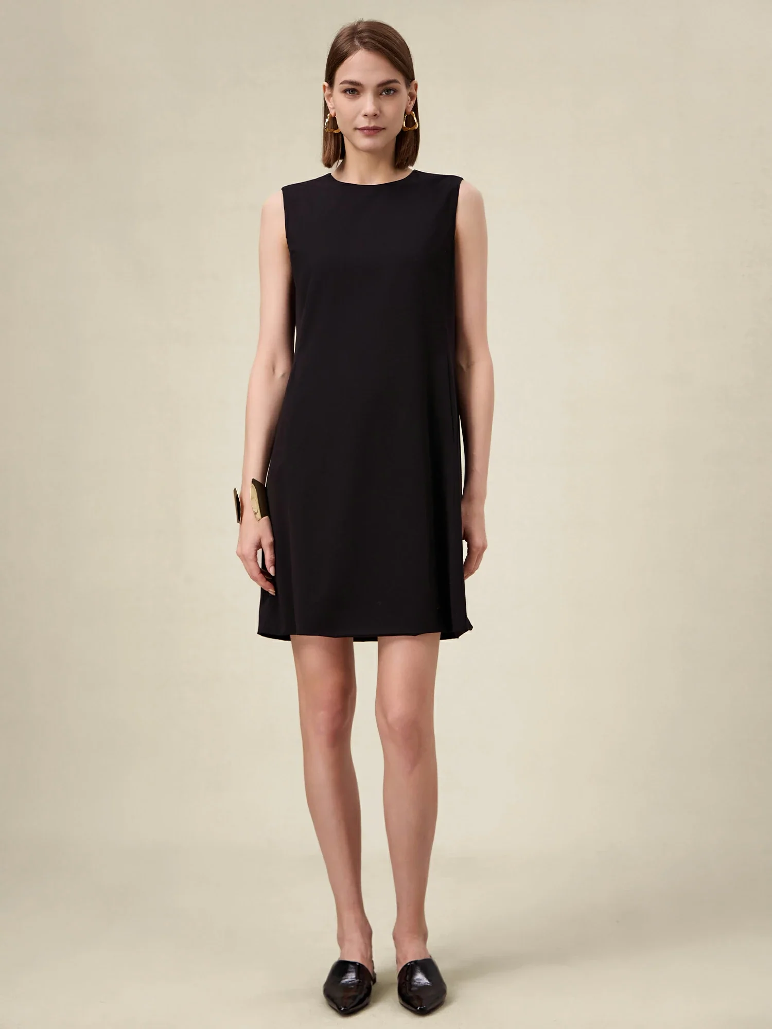 Wool Round Neck Sleeveless Simple Dress
