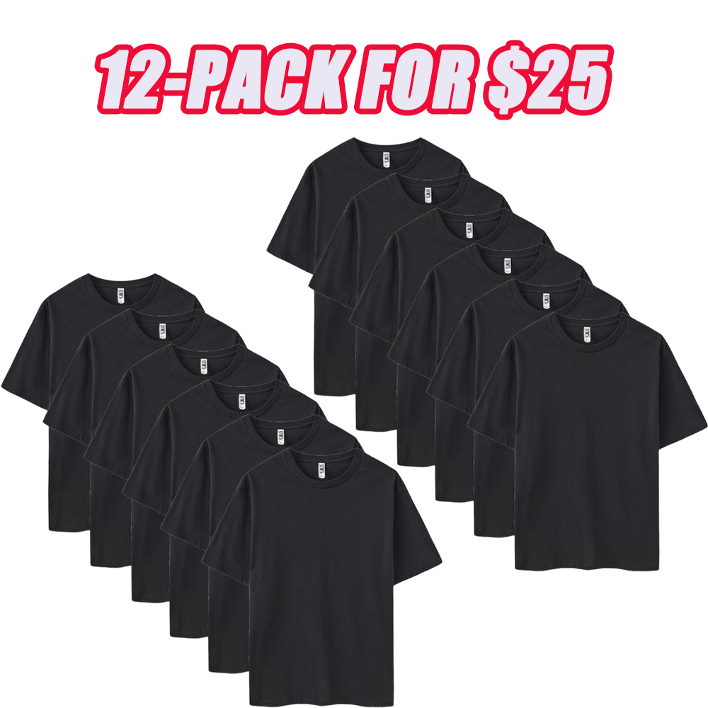 4.3 oz cotton T-shirt 6-Pack Classic Black & White Combo Factory Direct Unisex