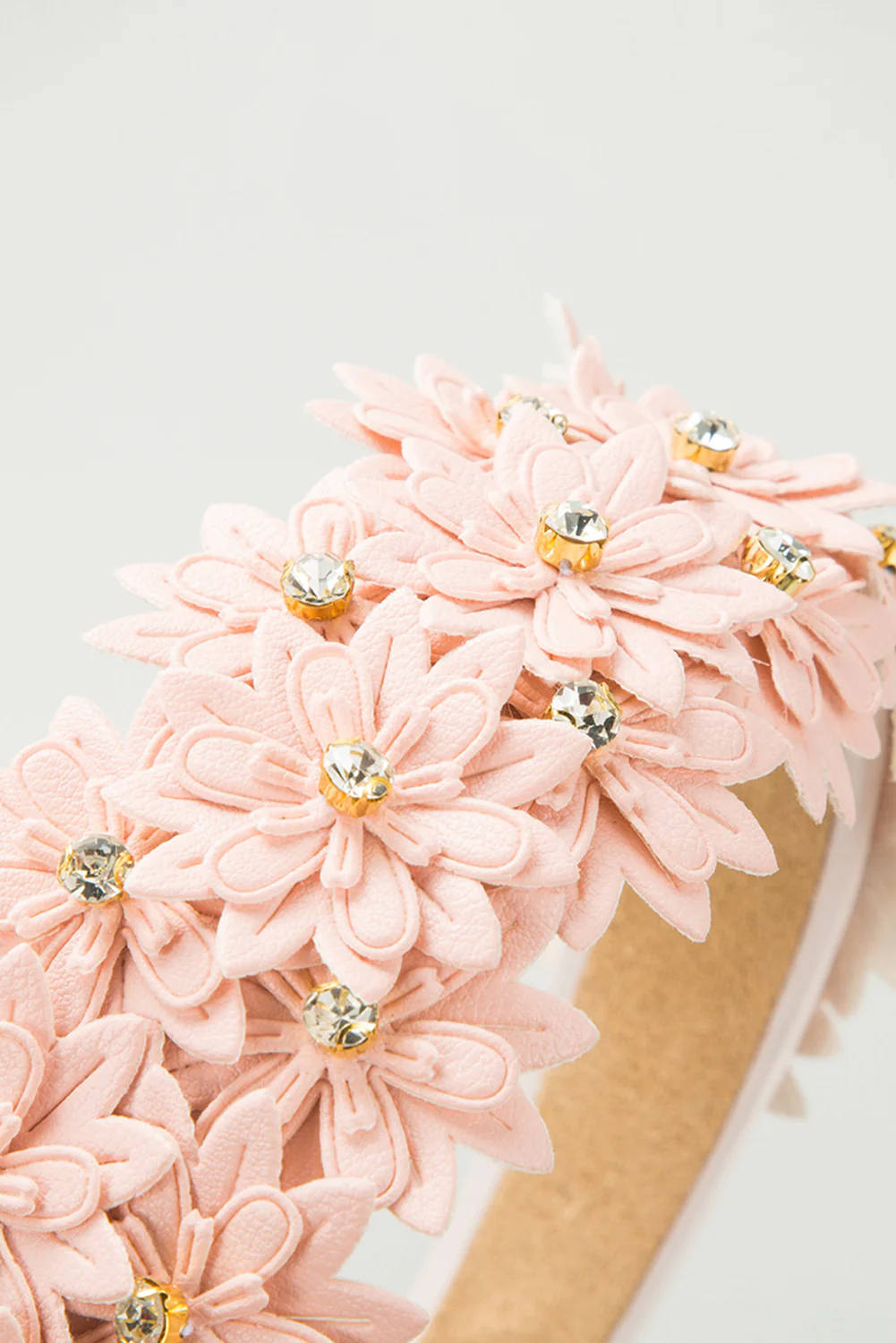 Pale Chestnut Multi Layer Flower Rhinestone Wide Headband
