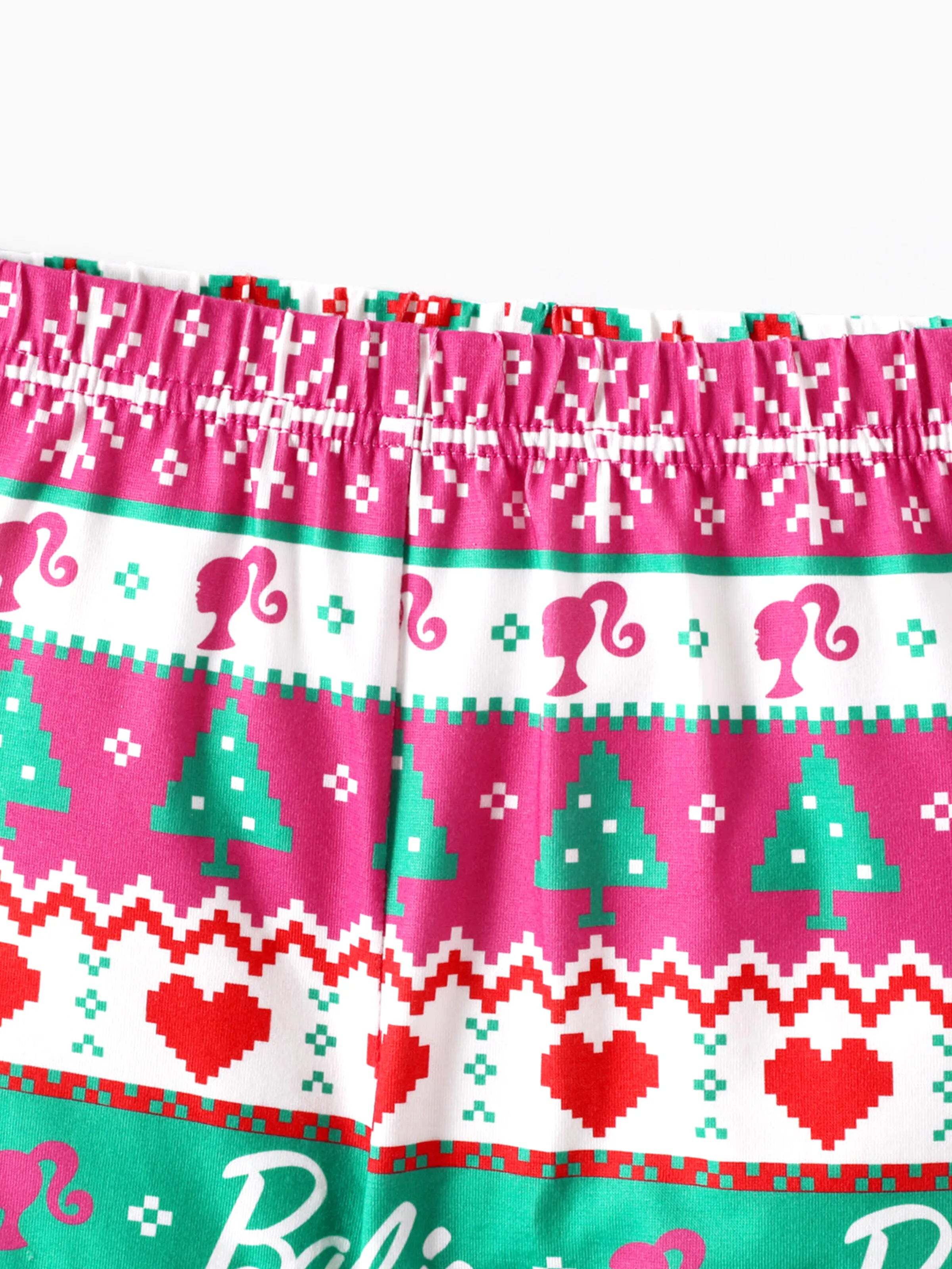 Barbie Mommy and Me Christmas Long-sleeve Graphic Print Pajamas Sets with Christmas Socks