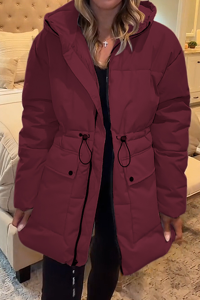 Women's solid color zipper warm down jacket