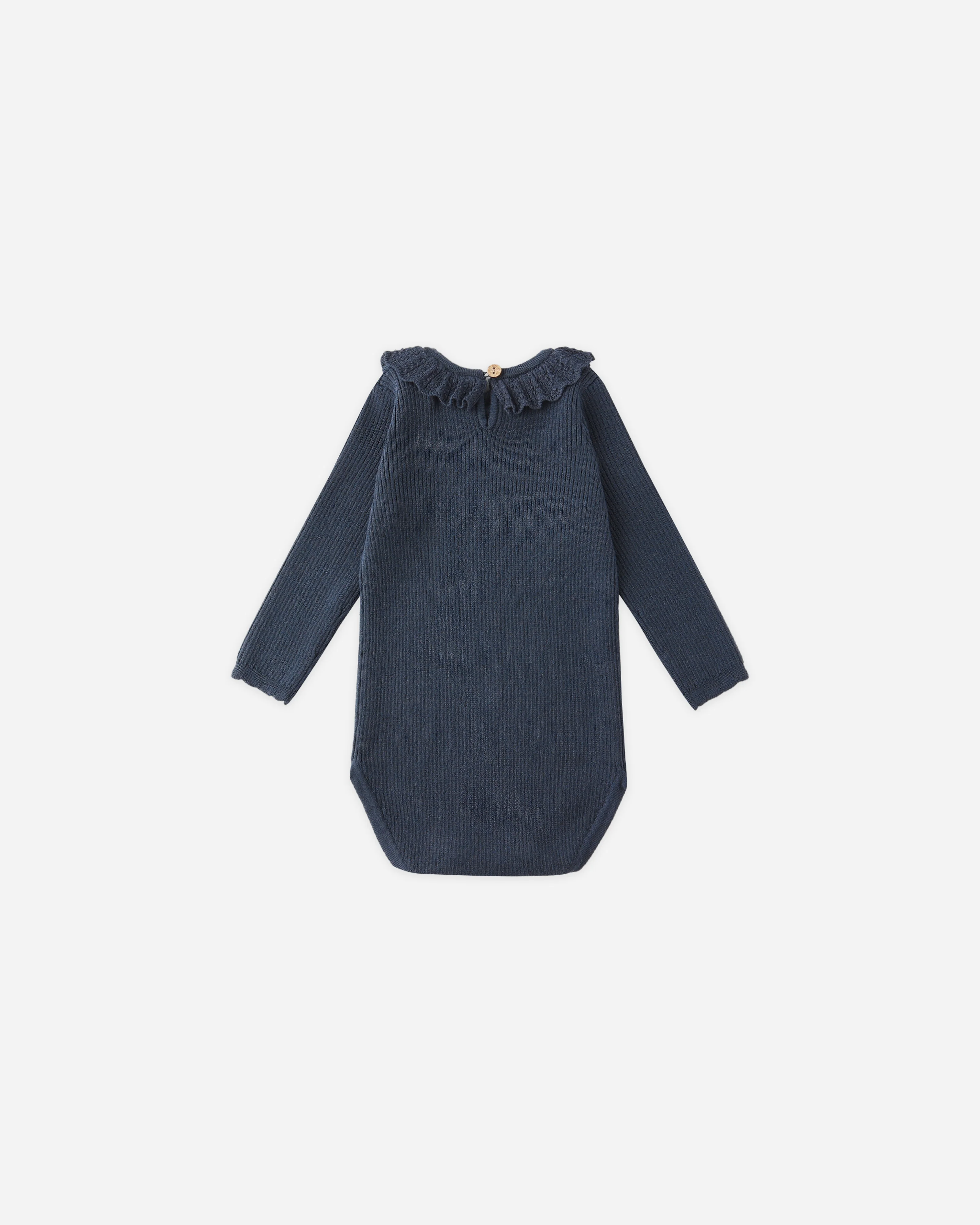 Ruffle Collar Bodysuit || Navy