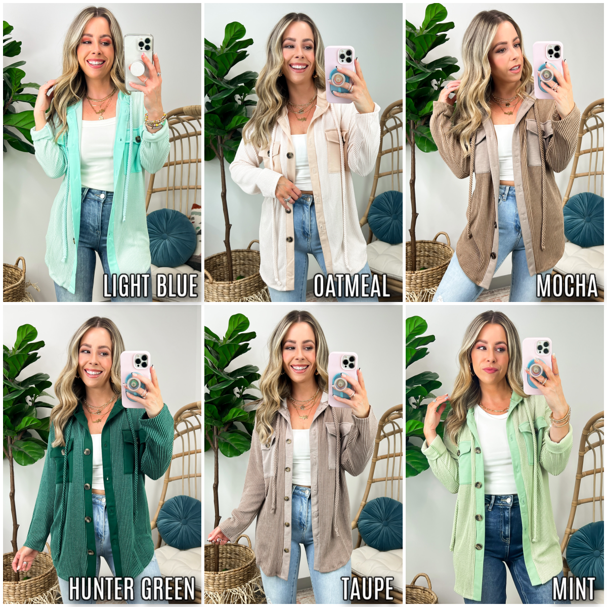 Saturday Satisfaction Ribbed Hooded Shacket