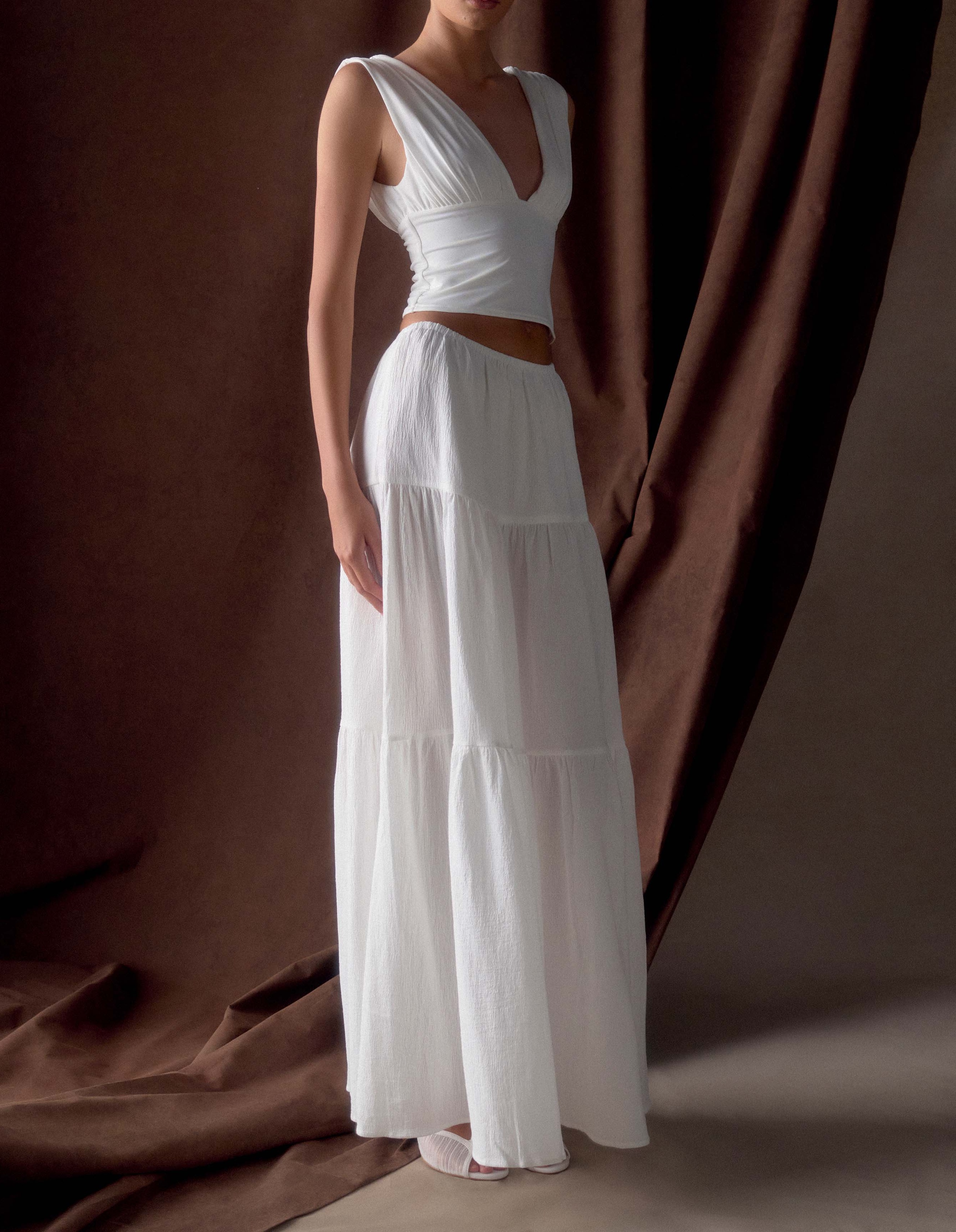 White Cotton Maxi Skirt