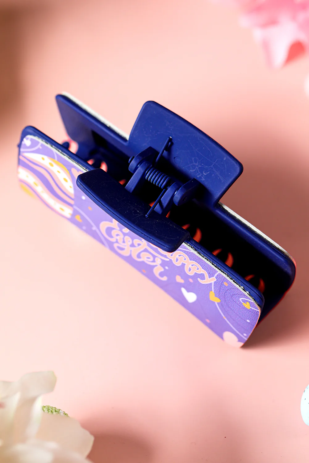 Lilac Happy Easter Print Large Hair Claw Clip