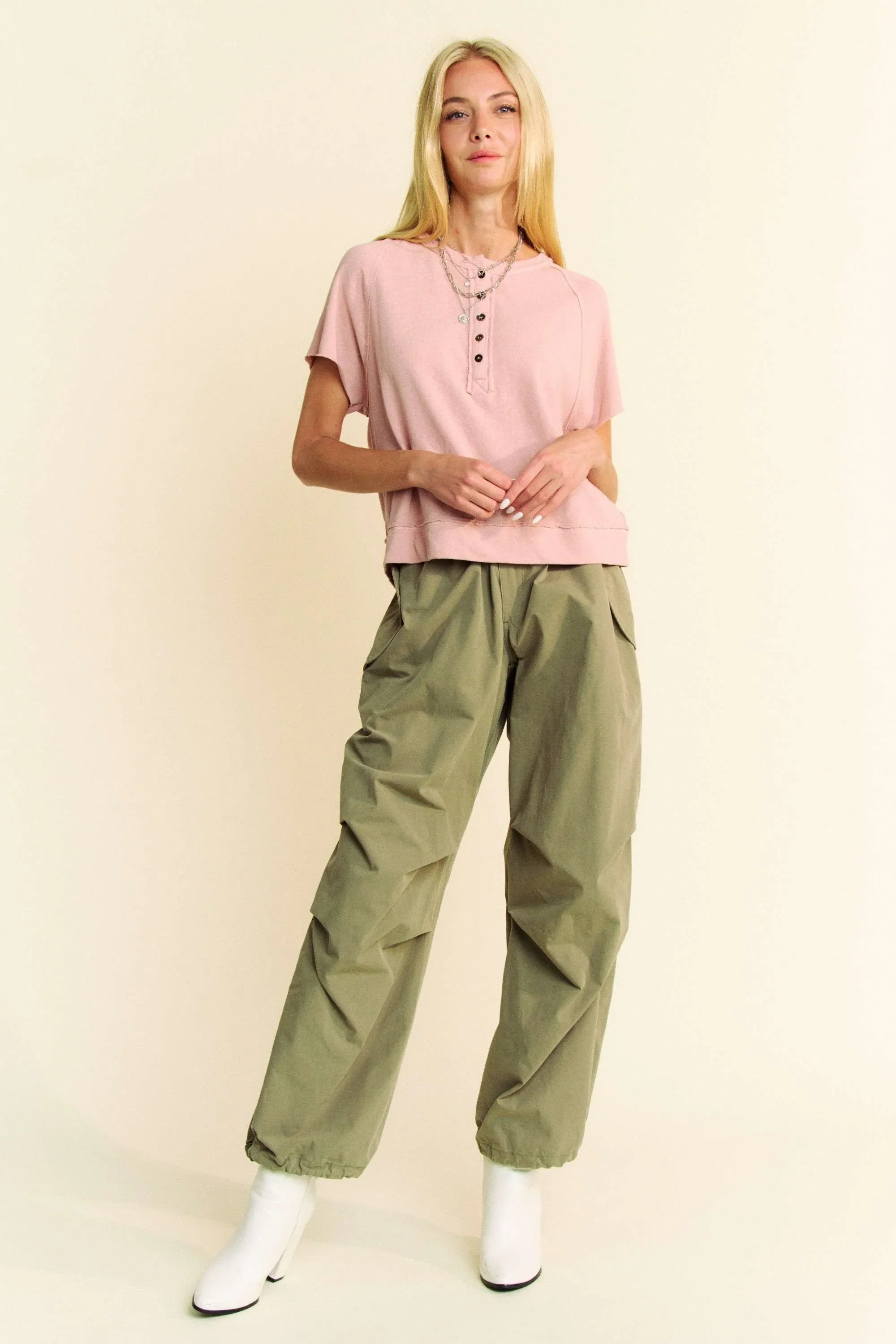 Breezy Knit Fabric Short Sleeve T-shirt Top