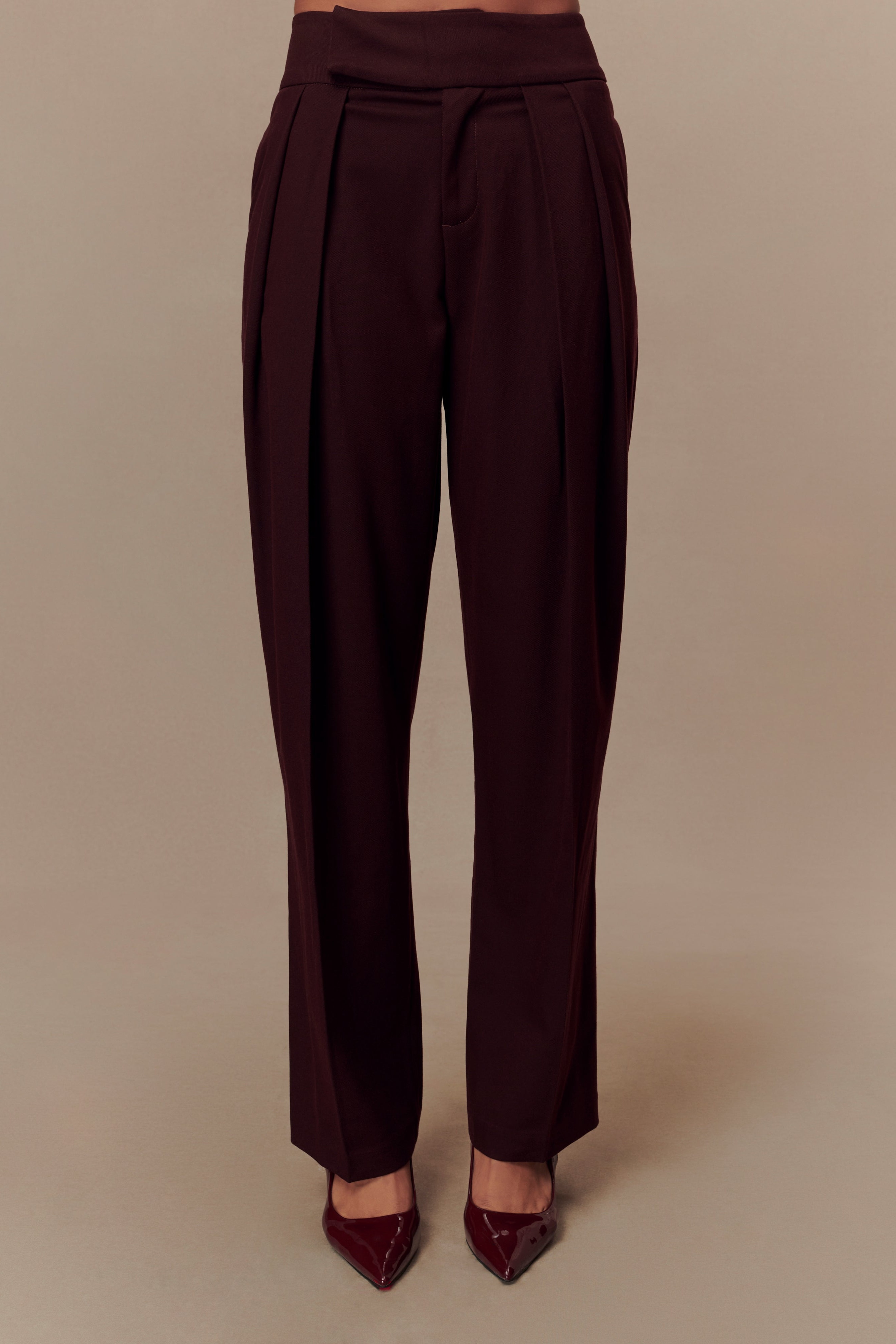 Mahogany Pleated High Waisted Pants