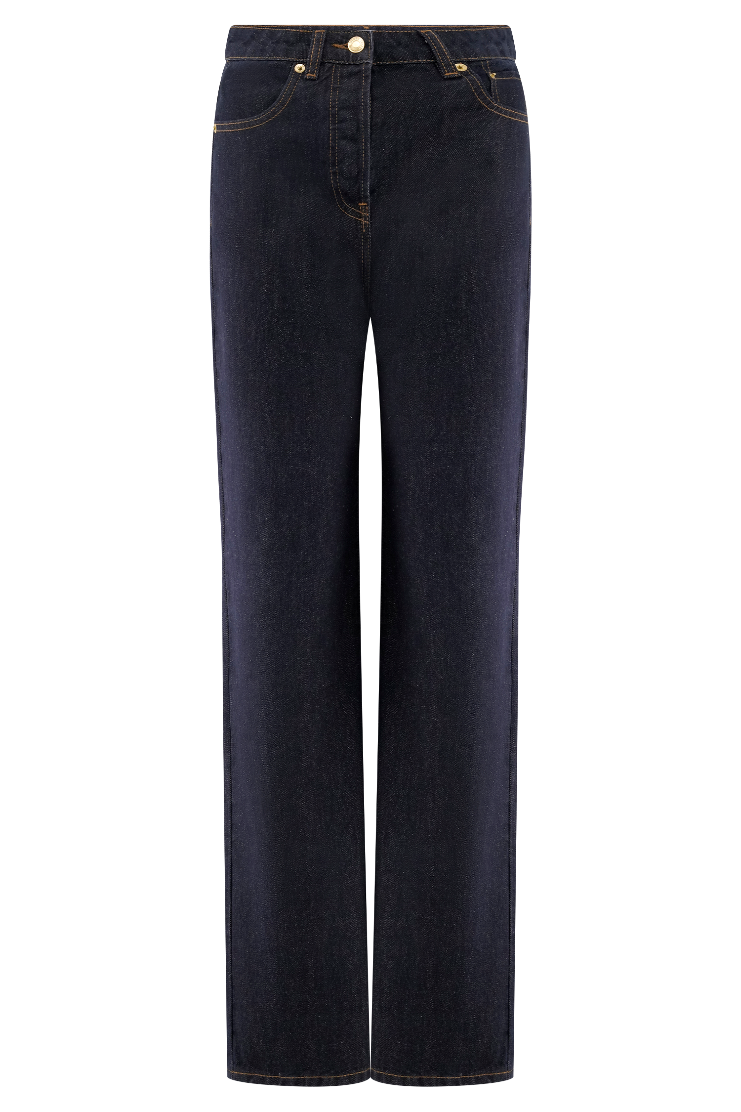 Blue High Waisted Straight Leg Jeans