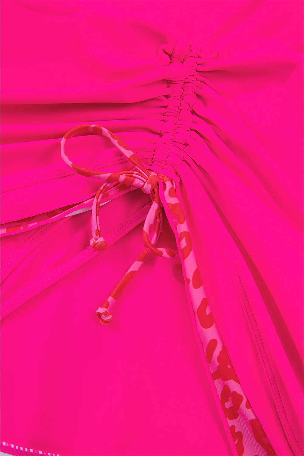 Rose Leopard Drawstring Side Tankini 2pcs Swimsuit