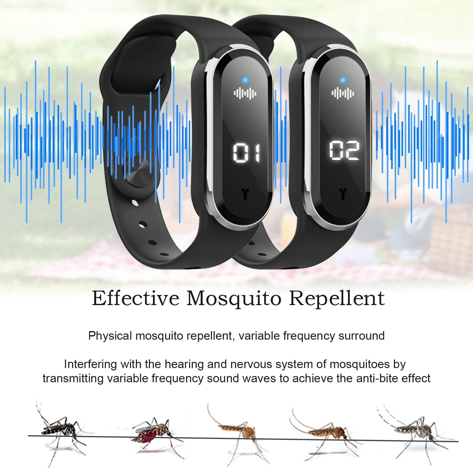 M21 Ultrasonic Anti Mosquitoes Wrist Band, Anti Static Electricity Smart Watch Clock