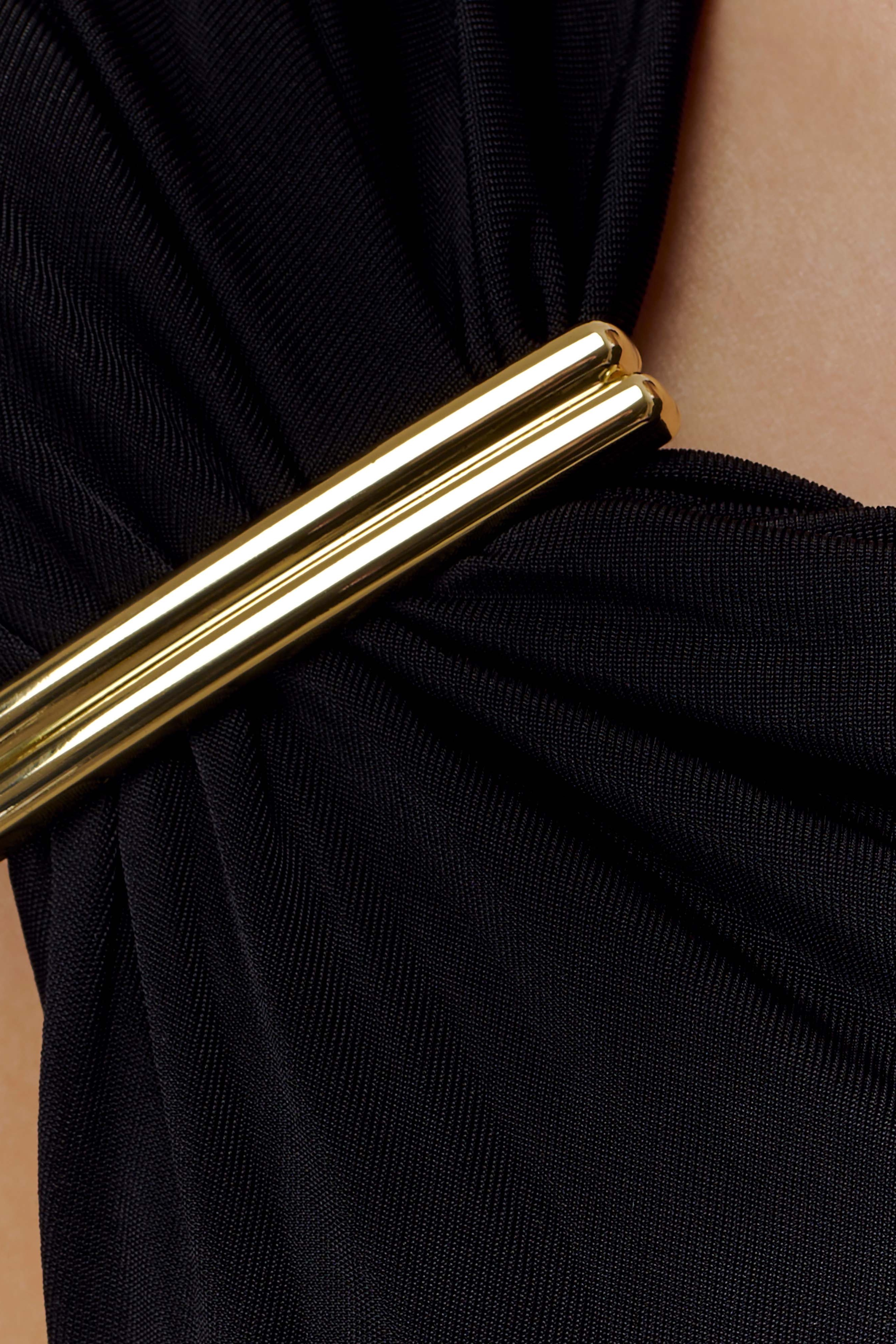 Black Slinky Maxi Dress With Hardware