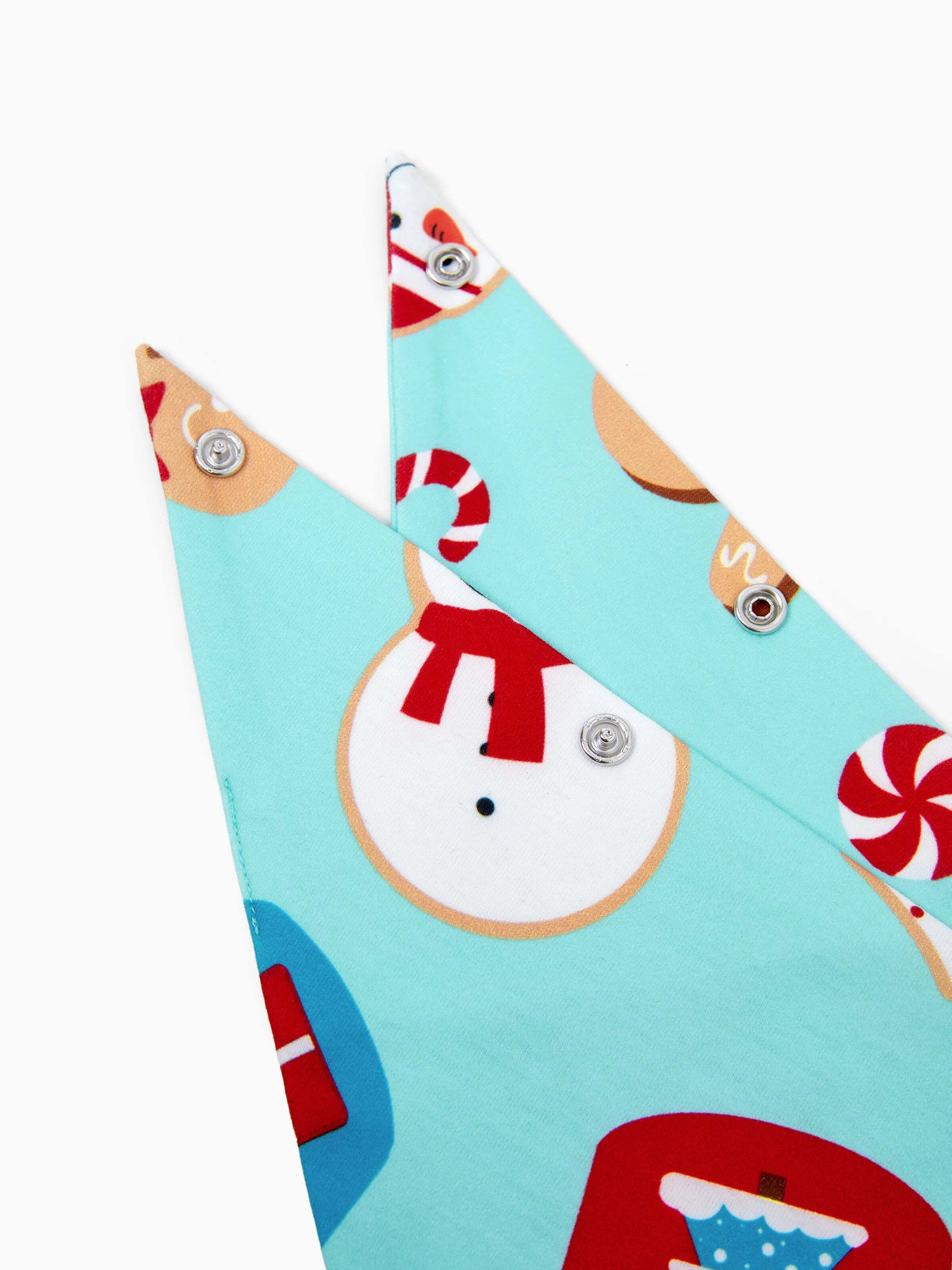 Christmas Matching Family Pajamas Set Gingerbread Print Blue and Red PJS with Christmas Socks Light Blue