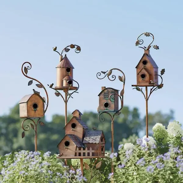 Birdhouse Garden Stakes