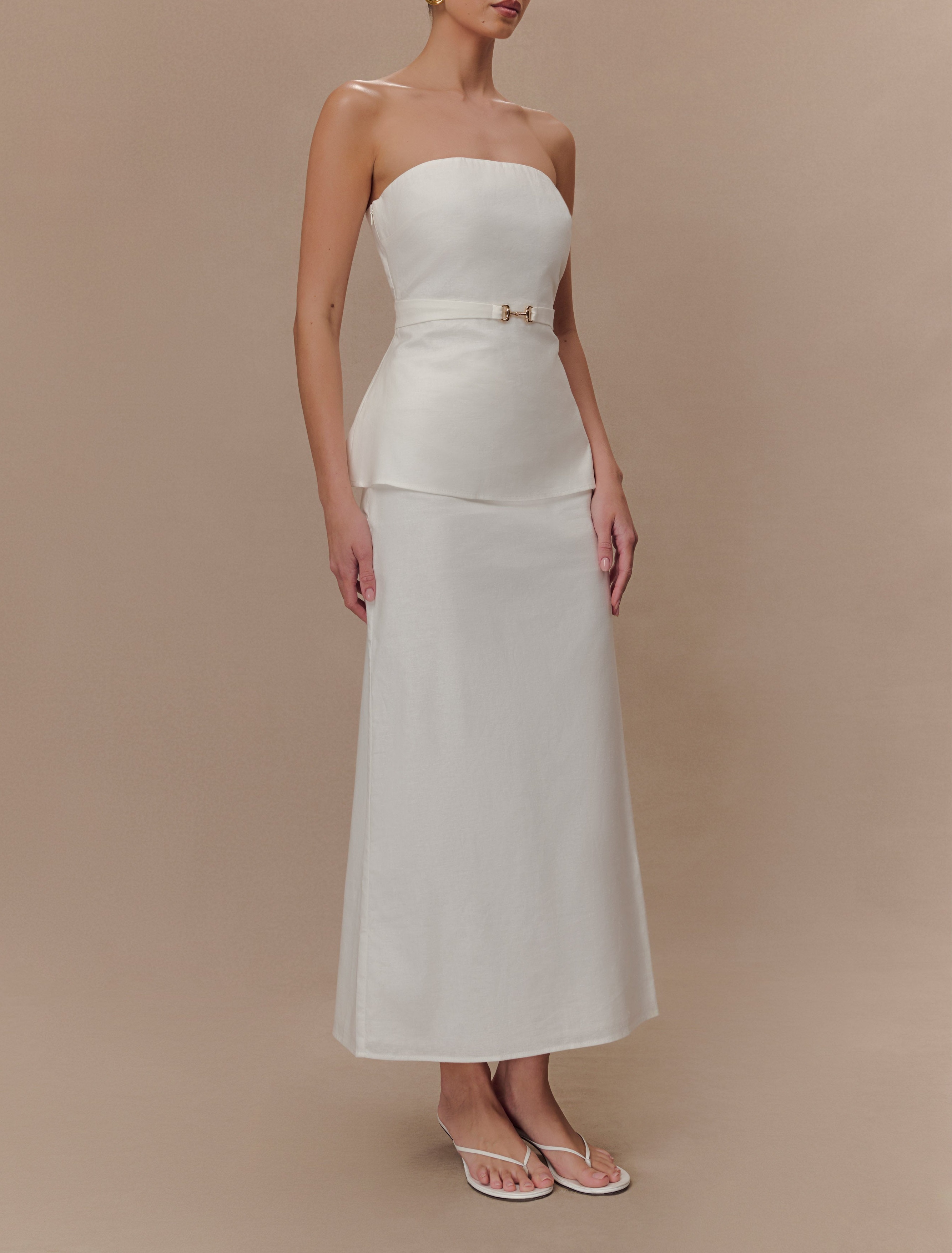 Ivory Strapless Linen Top