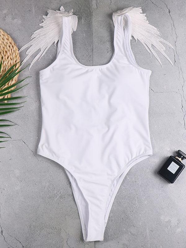 Sexy Backless Angel Wing Leopard One-piece Swimsuit