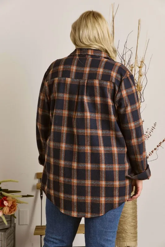 Full Size Button Down Flannel Shirt Plus Size