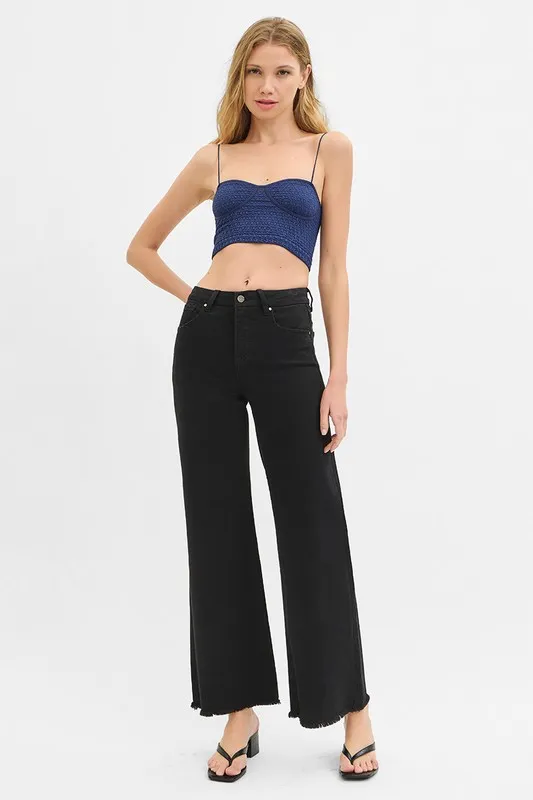 Full Size Tummy Control High Rise Wide Jeans Plus Size