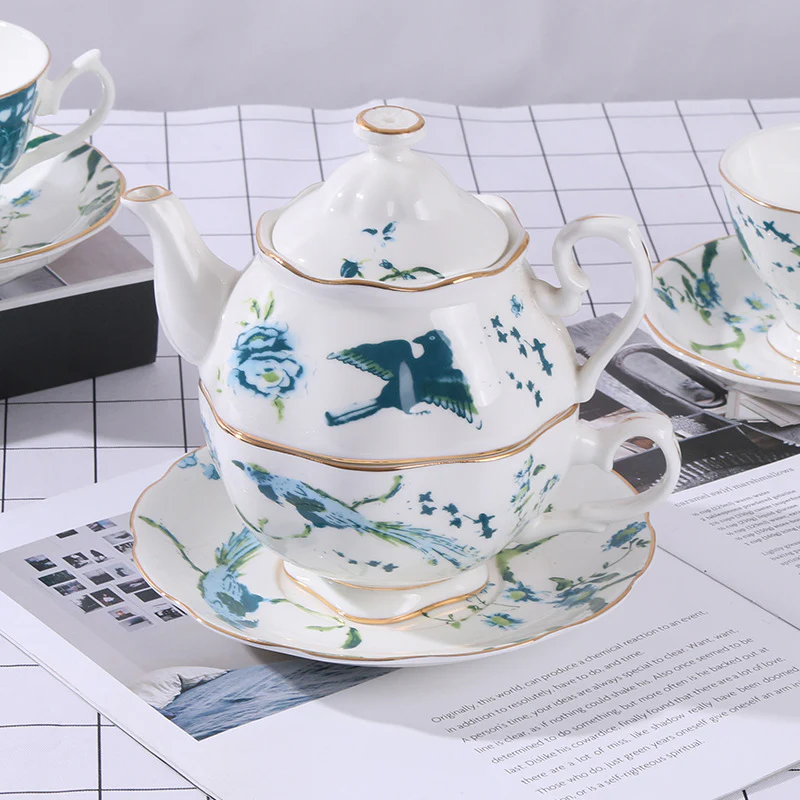 Green Phoenix Bone China British Tea Set