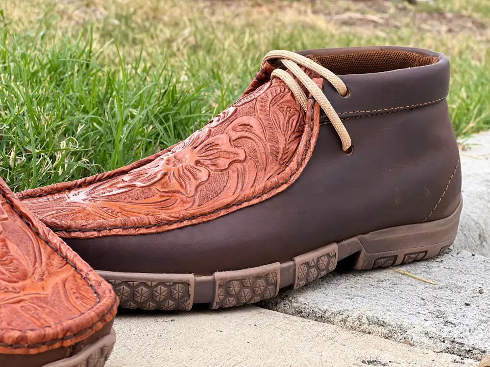 Men’s Western Cognac Hand-Tooled Shoes