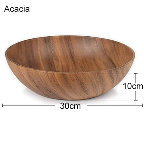 Wooden Salad Bowl, Solid Hardwood Salad Mixing Bowl Set, Wood Serving Bowl Spoon Fork for Fruits Vegetables Decoration