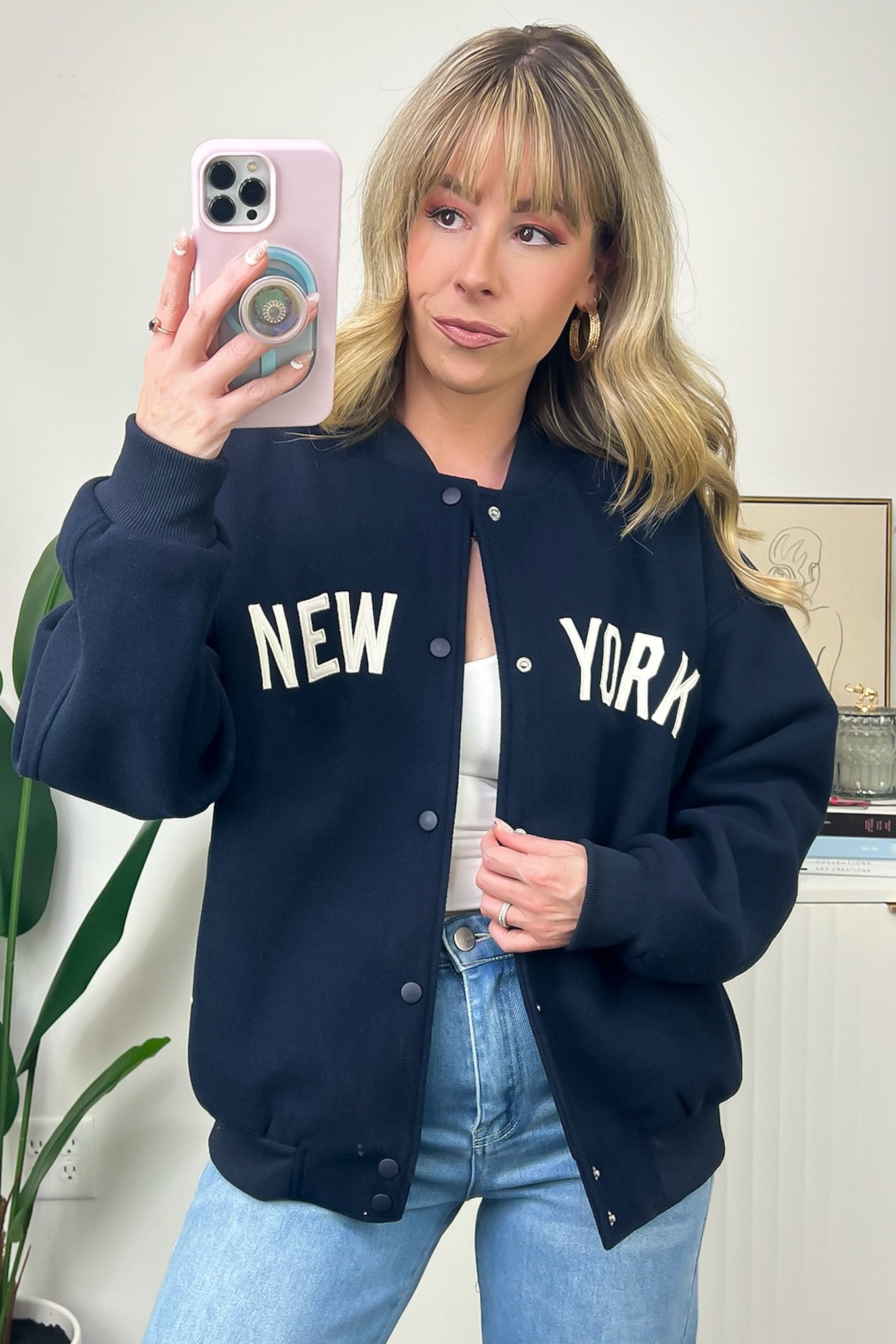 New York Button Up Varsity Jacket