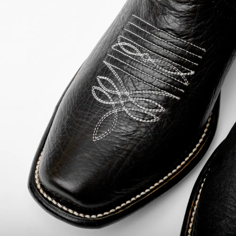 Genuine Black Bull Shoulder Boots - Cutter Toe