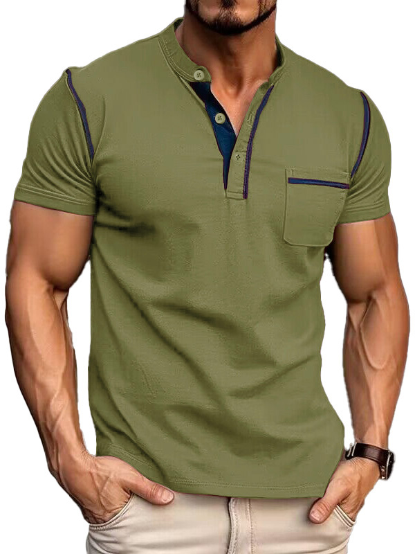 Men's Fashion Cotton Short Sleeve Henley Shirt