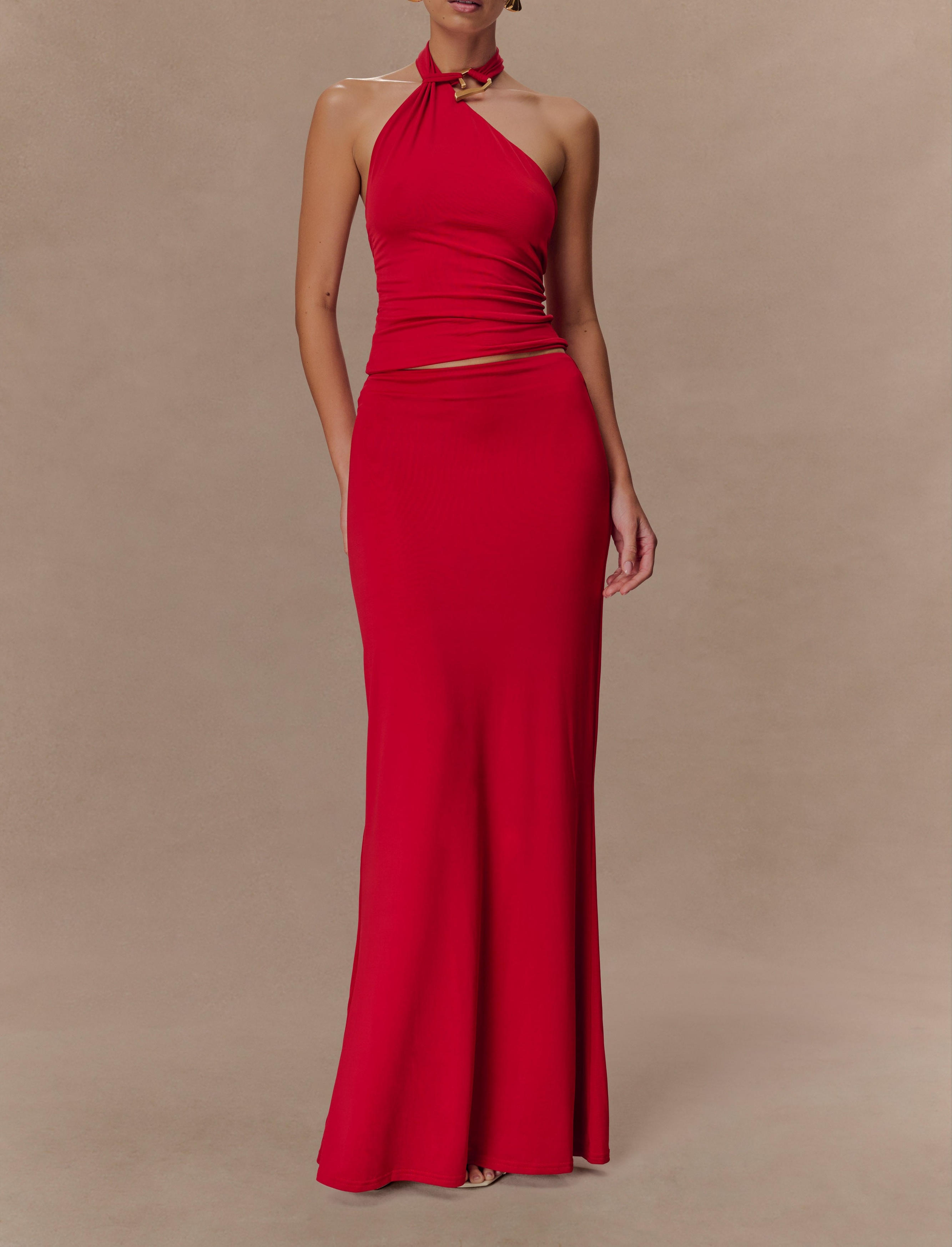 Red Slinky Halter Top