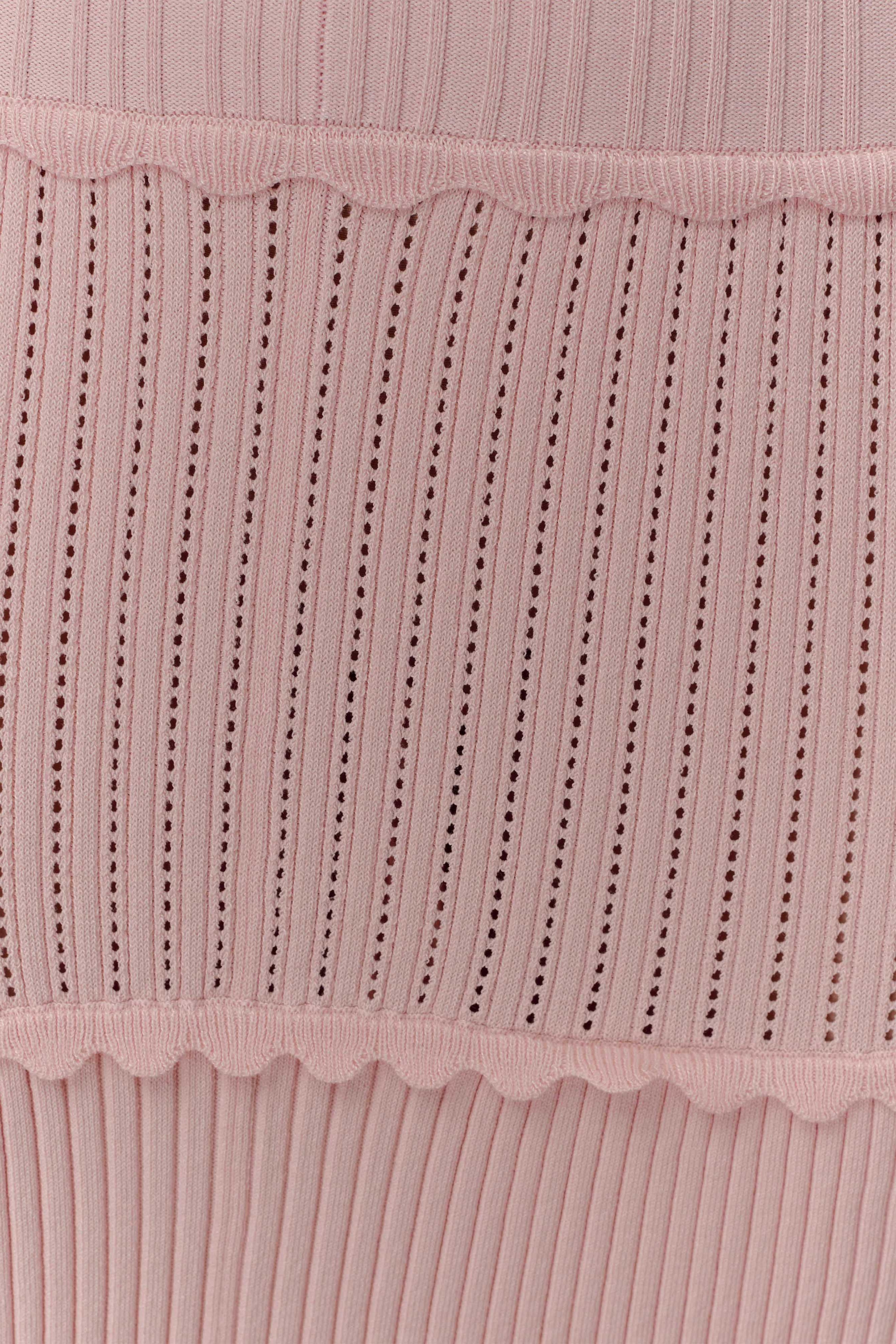Pink Pointelle Knit Maxi Dress