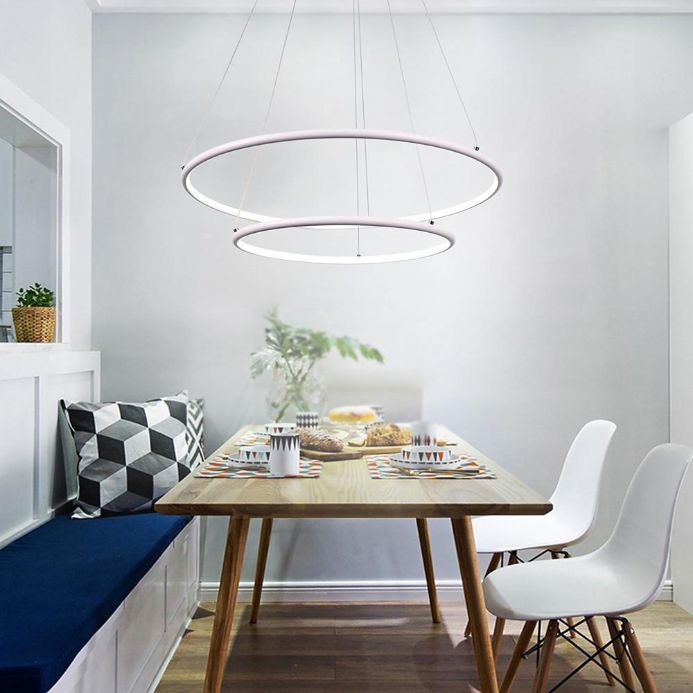 2 Ring Aluminum Minimalist Style Semi Flush Mount Chandelier LED Ceiling Light