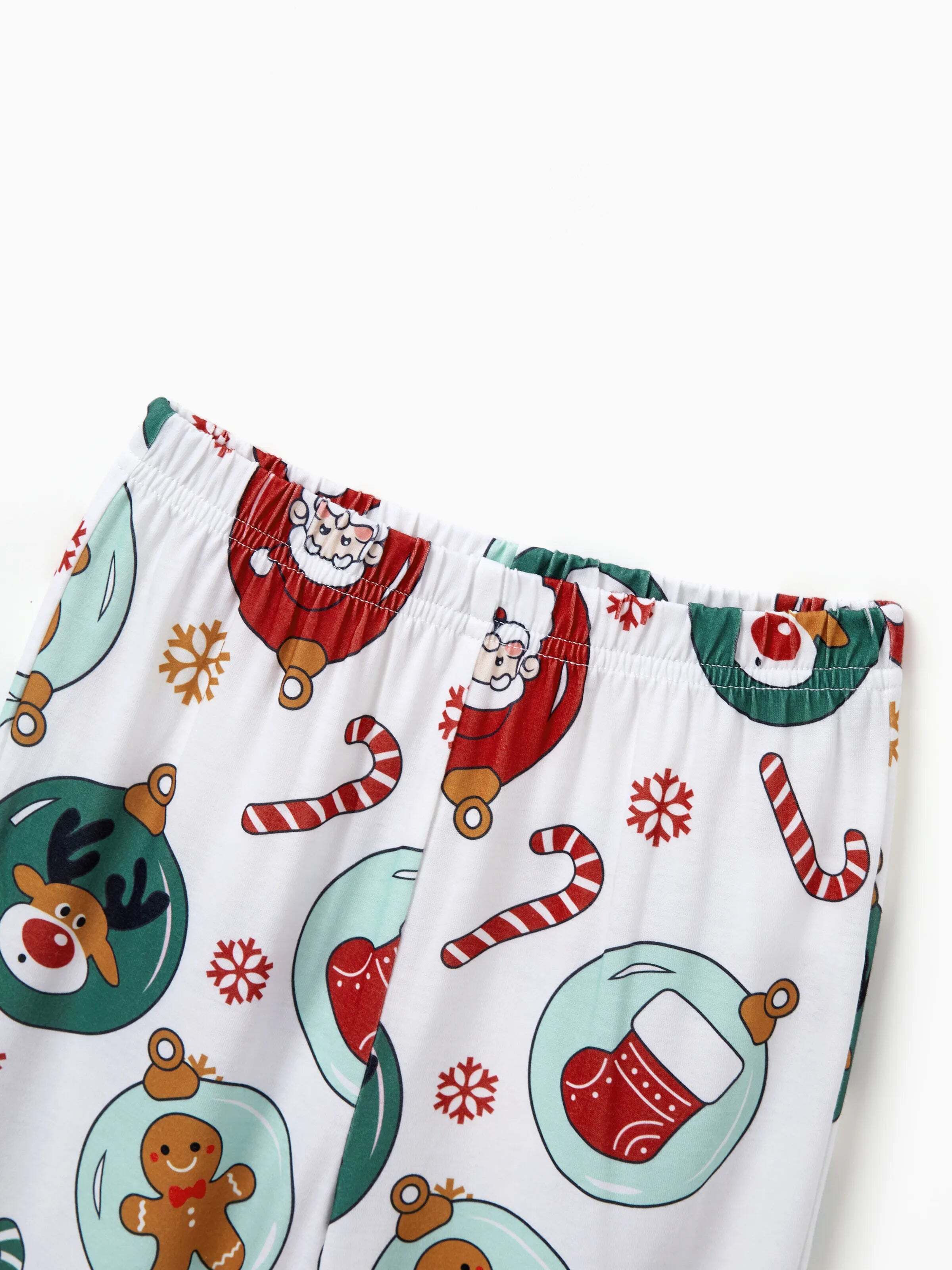Christmas Matching Family Pajamas Set Reindeer and Santa Claus PJS with Christmas Socks Green