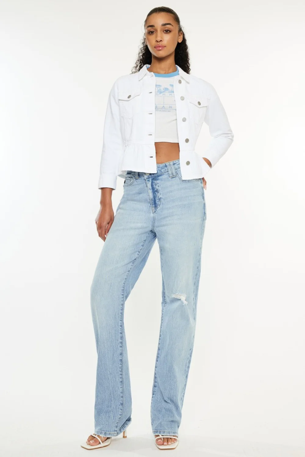 Distressed High Waist Straight Jeans