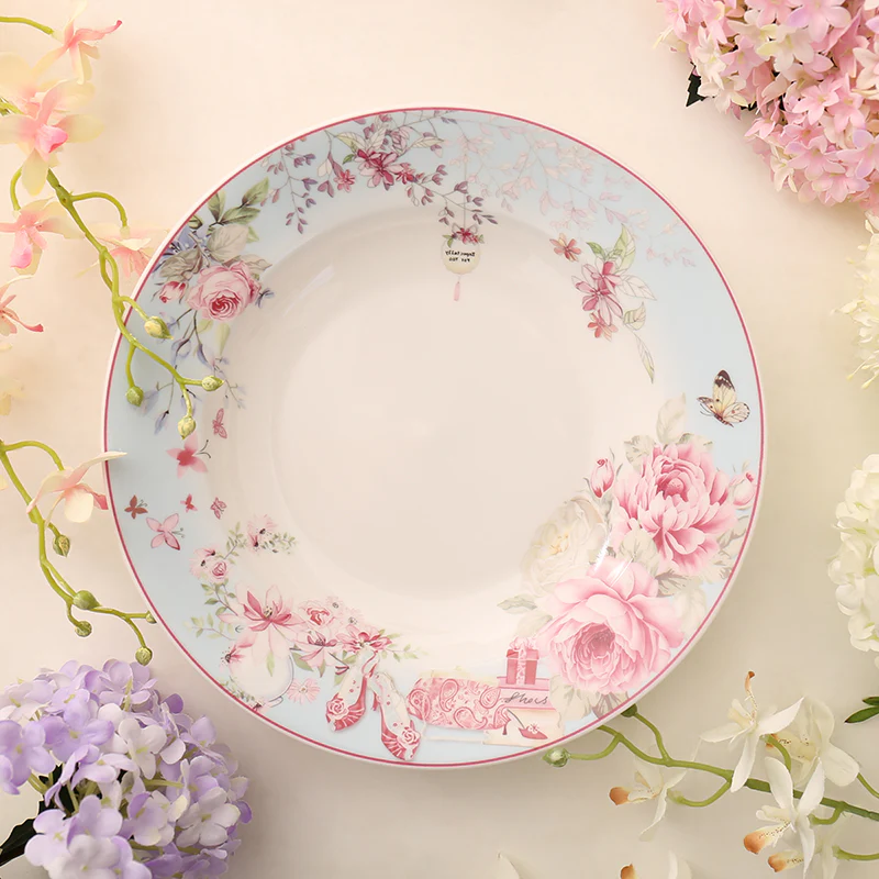 Pink Flowers Bone China Bowl