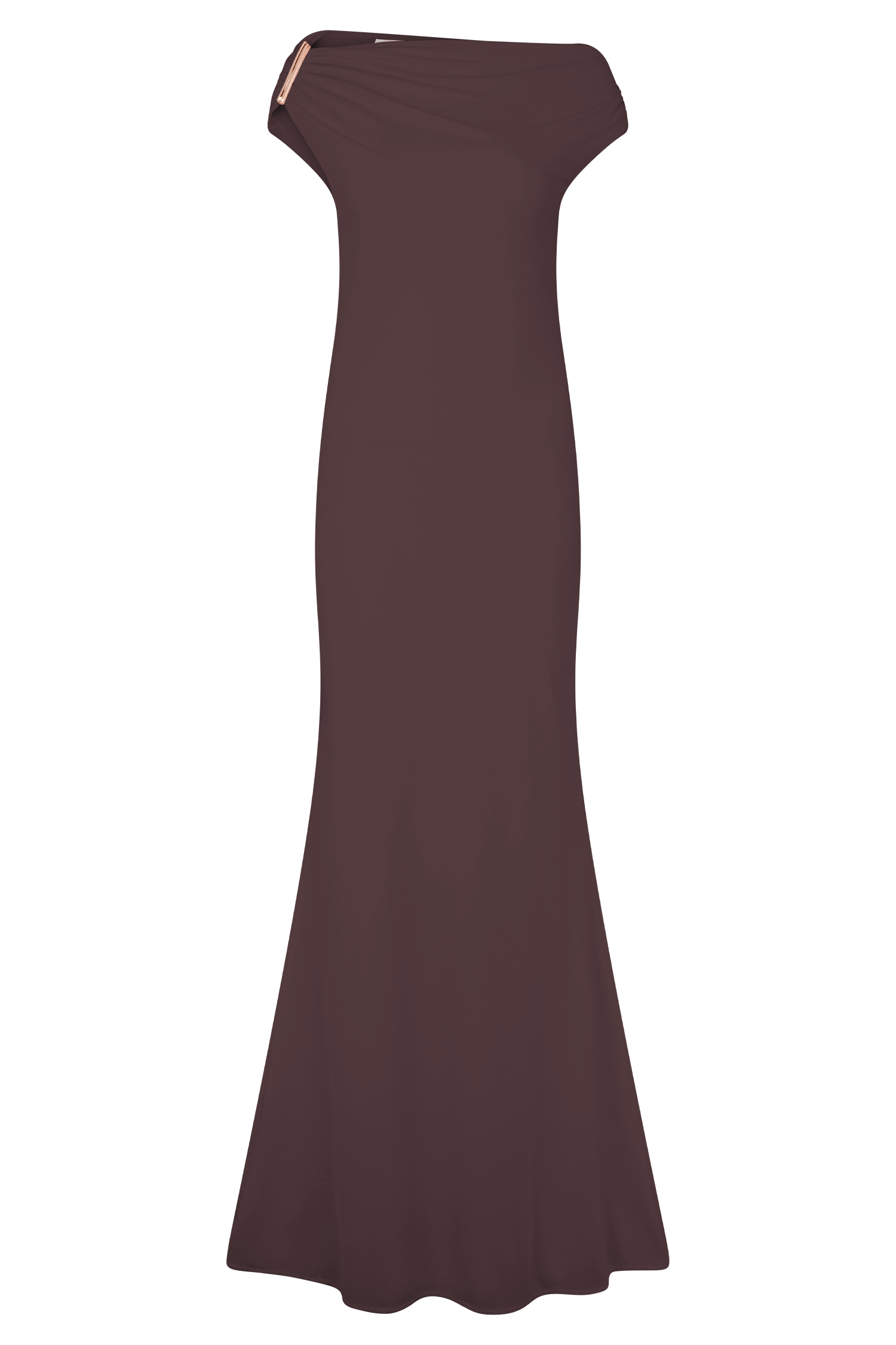 Chocolate Slinky Maxi Dress With Hardware