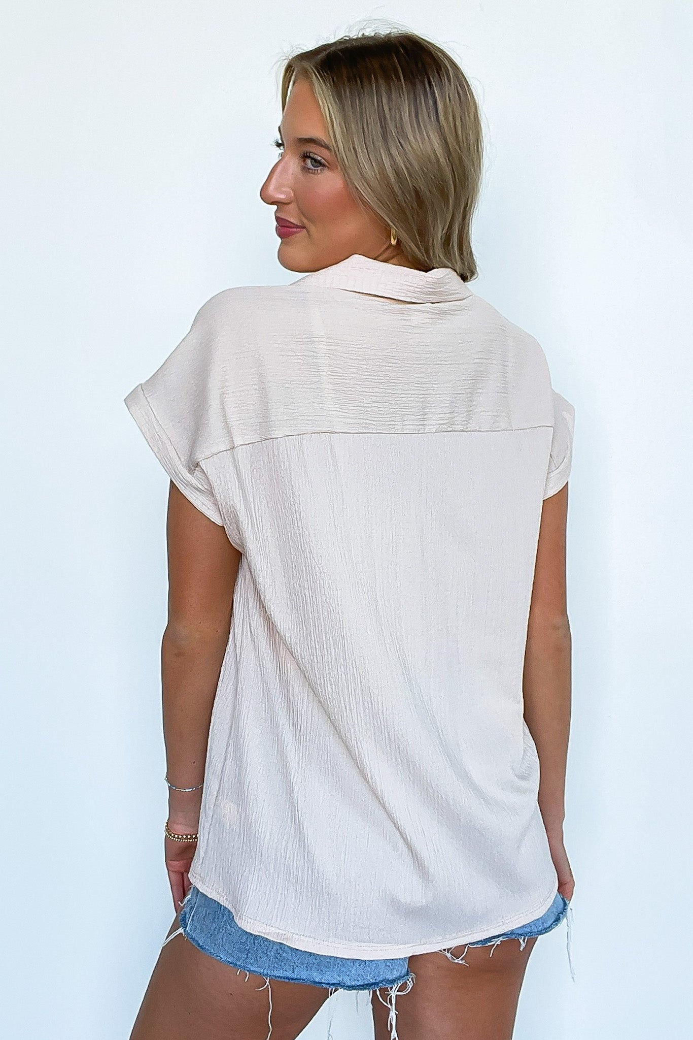 Cap Sleeve Collared Top