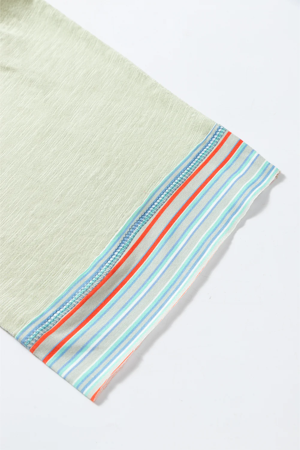 Meadow Mist Waffle Knit Wide Bracelet Sleeve Patchwork Raglan Top