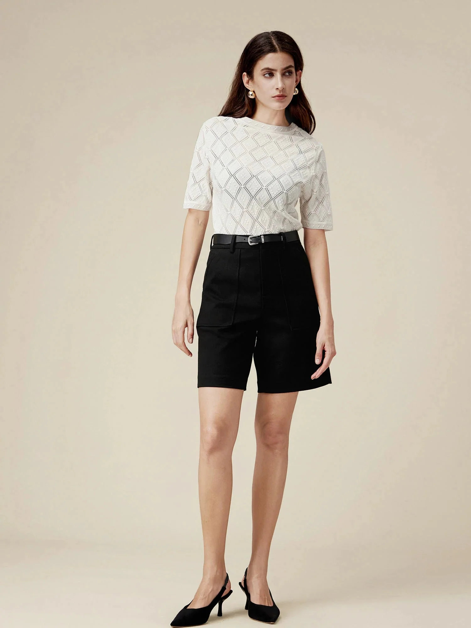 100% Lyocell Plaid Texture Top