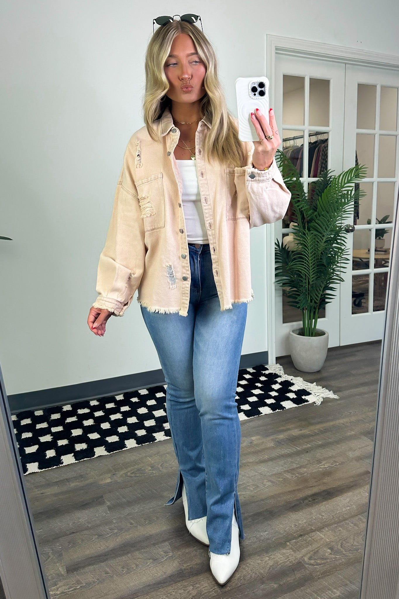 Oversized Distressed Denim Jacket