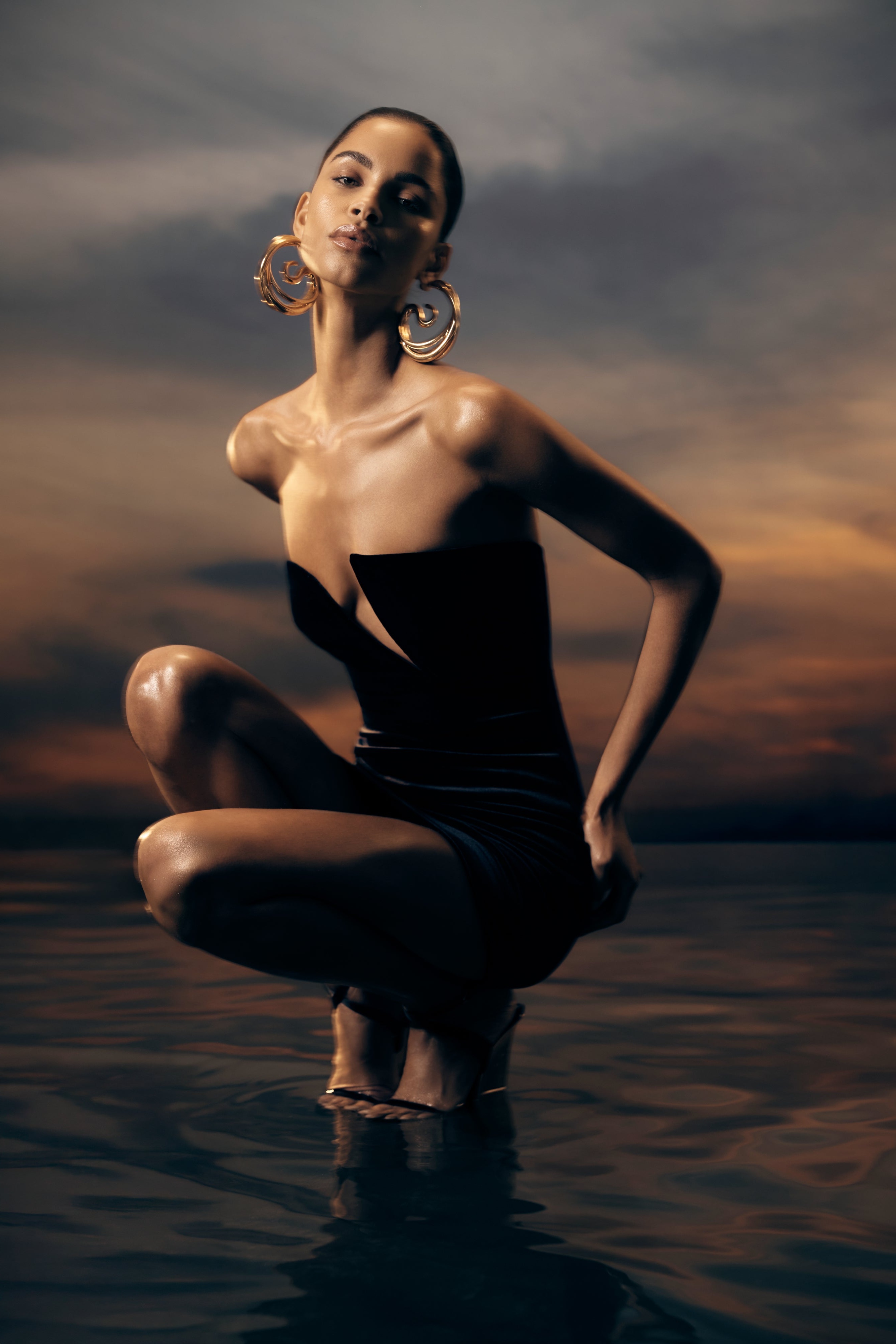 Black Velvet Strapless Mini Dress