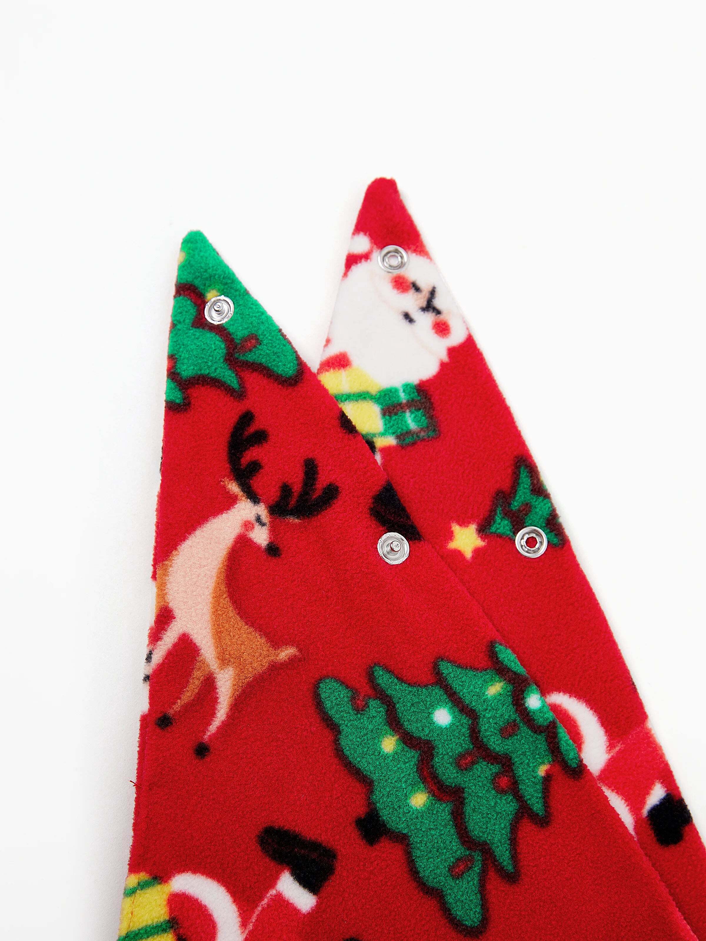 Christmas Matching Family Pajamas Set Santa Claus and Christmas Tree Print Red Fleece PJS with Christmas Socks Red