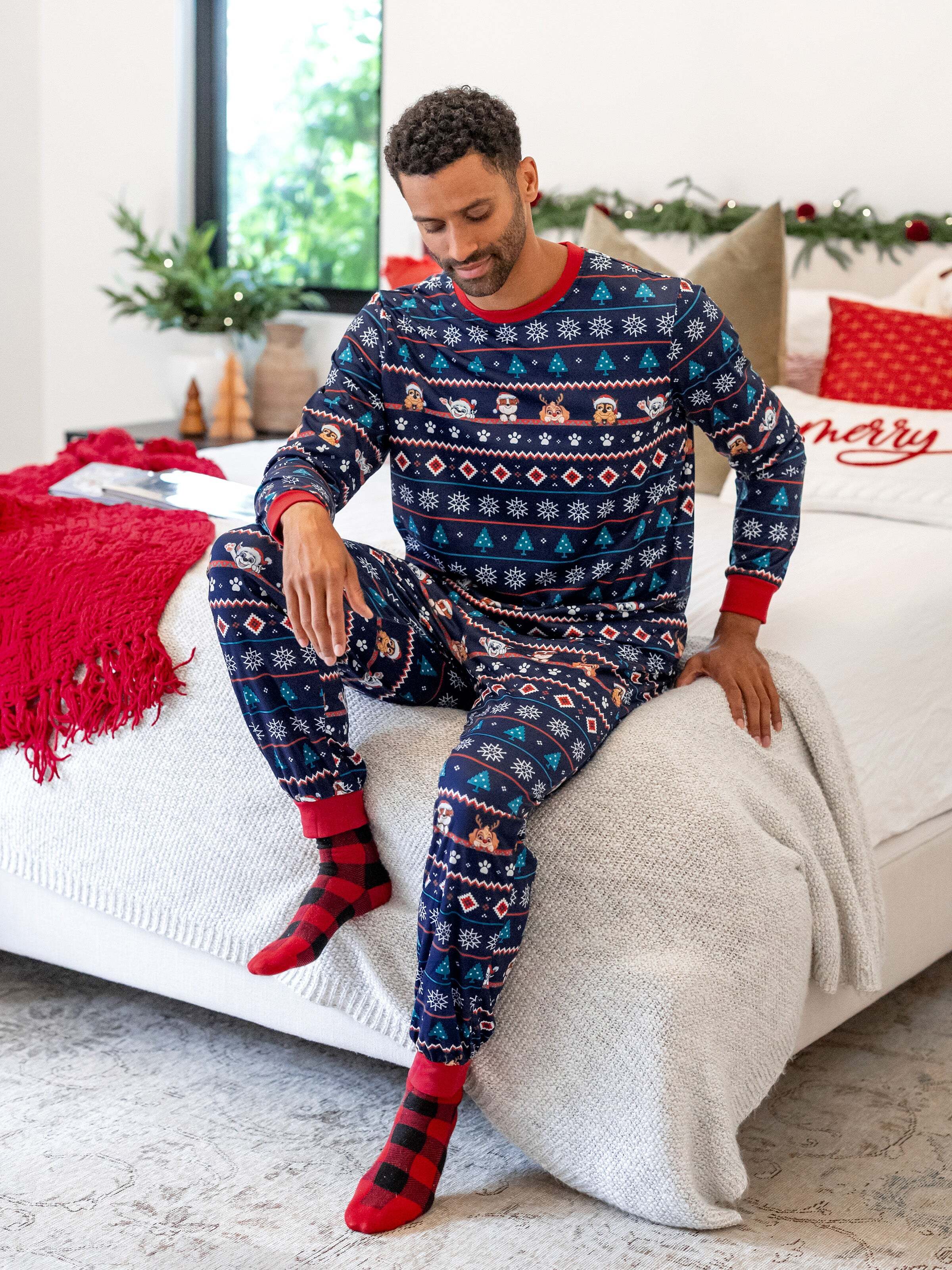 PAW Patrol Christmas Family Matching Allover Print Long-sleeve Pajamas Sets with Christmas Socks