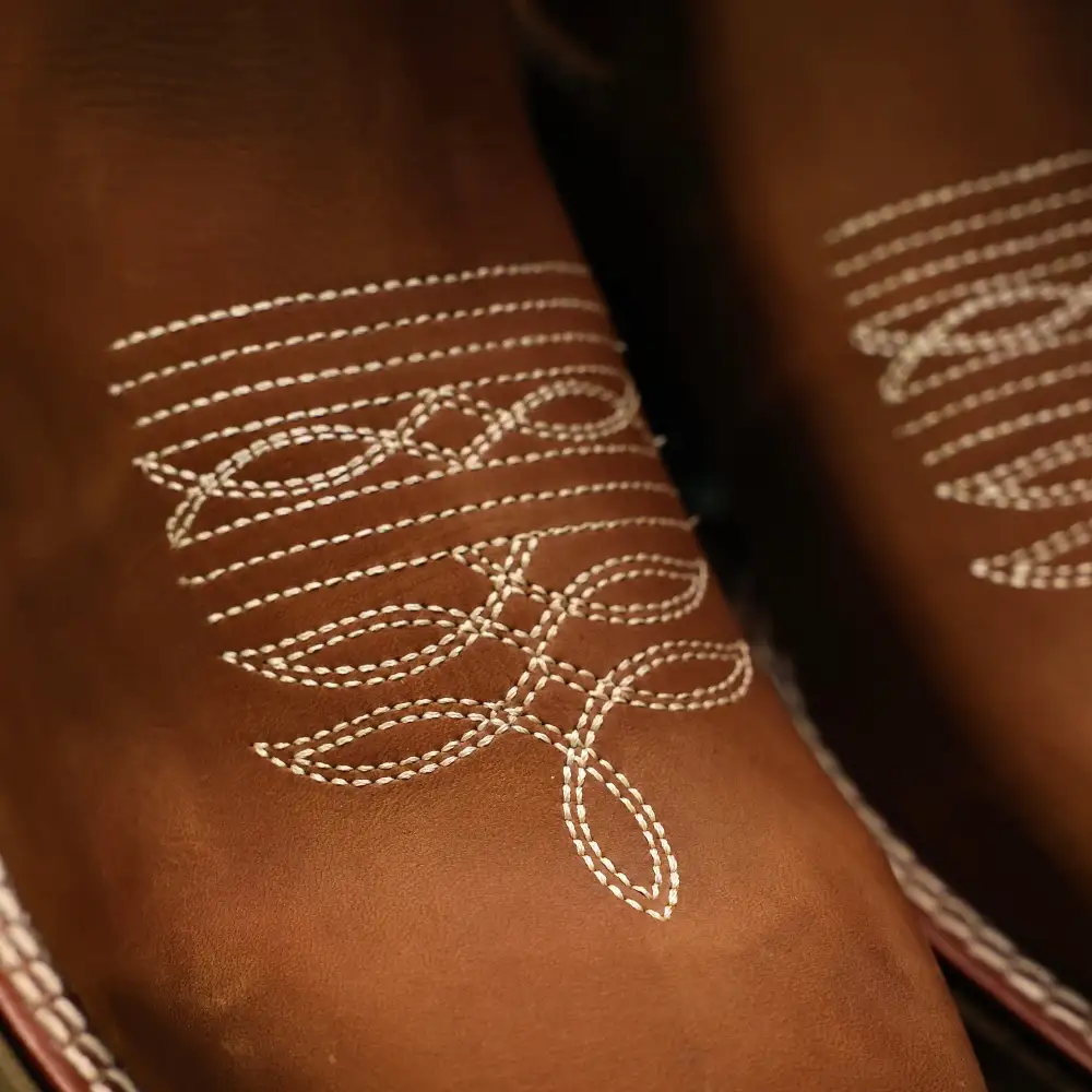 Tan Leather Botin With Lightweight Soles - Square Toe