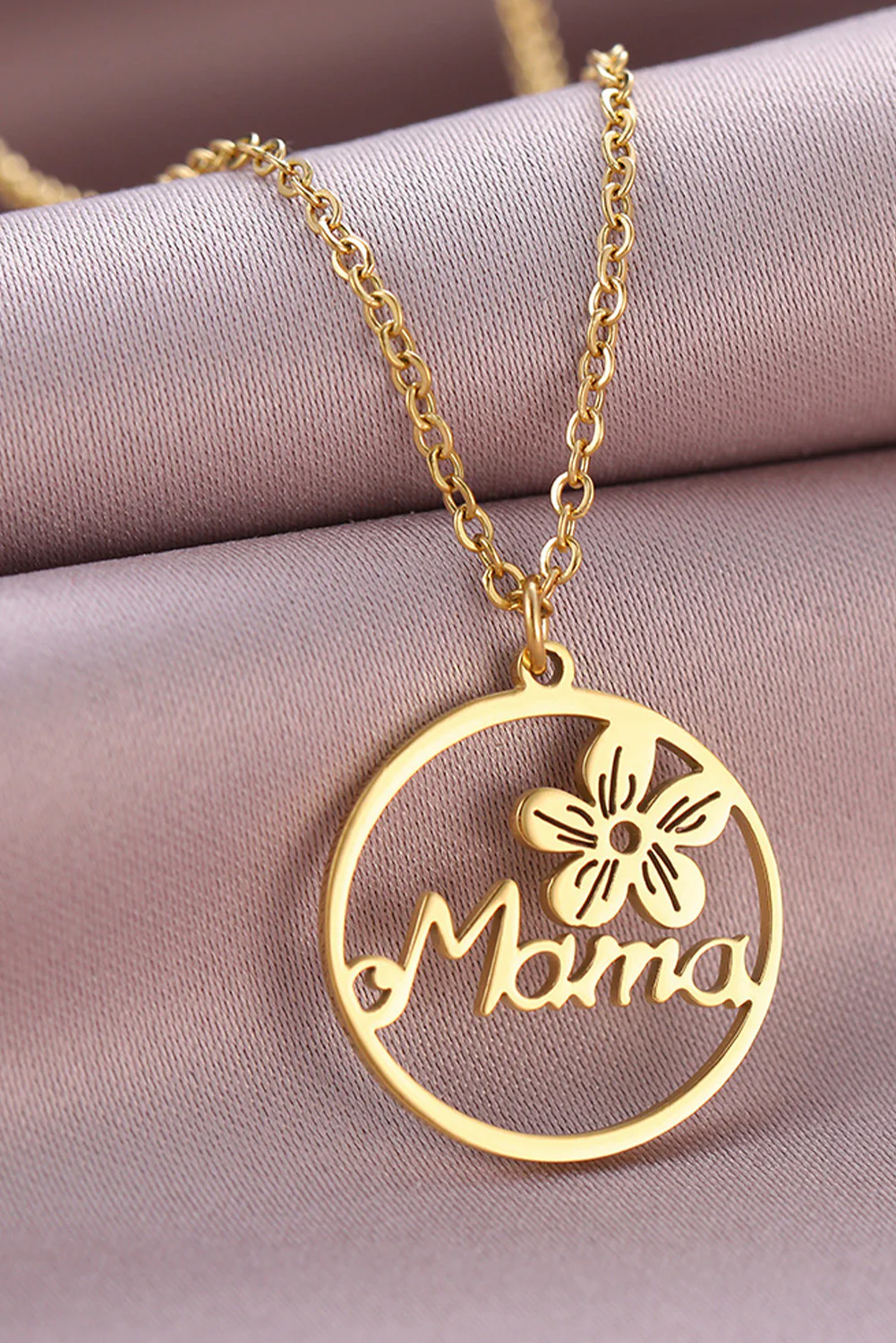 Gold Tiny Mama Script Necklace
